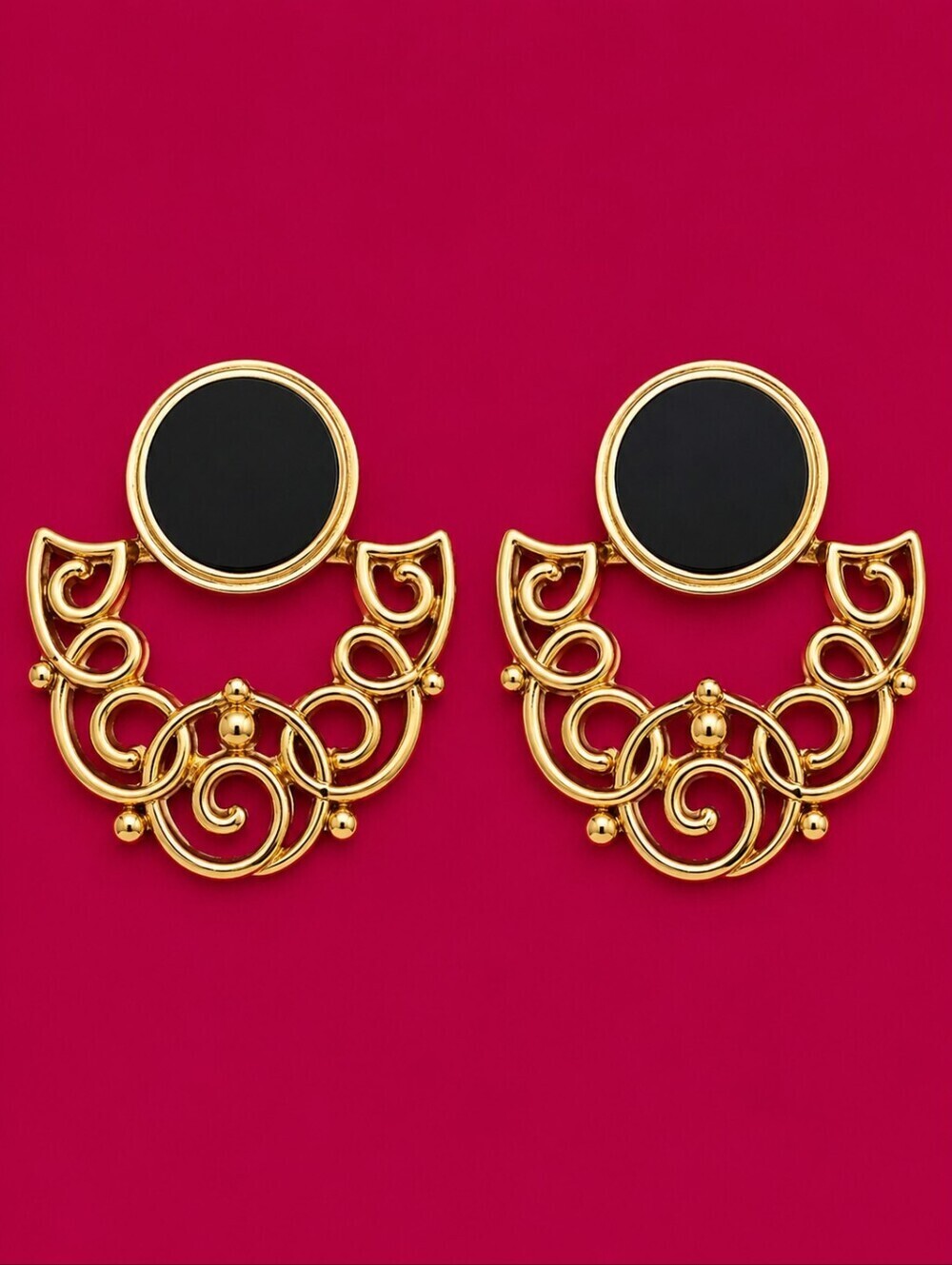 3/$30 Vintage 1980s Art Nouveau Doorknocker Ornate Fan Shape Post Earrings